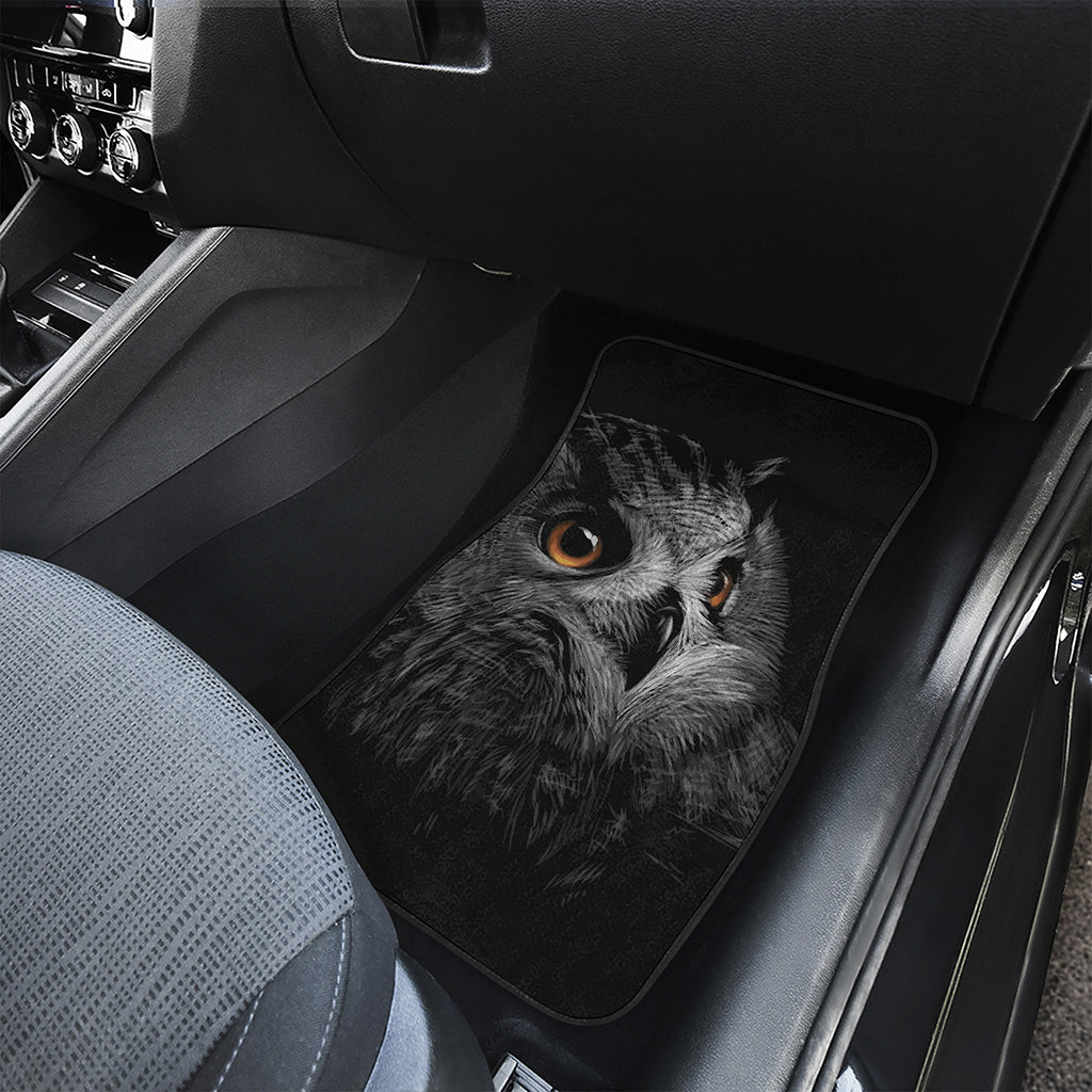 Owl Portrait Print Front and Back Car Floor Mats