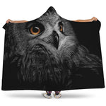 Owl Portrait Print Hooded Blanket