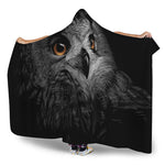 Owl Portrait Print Hooded Blanket