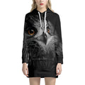 Owl Portrait Print Pullover Hoodie Dress