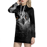 Owl Portrait Print Hoodie Dress