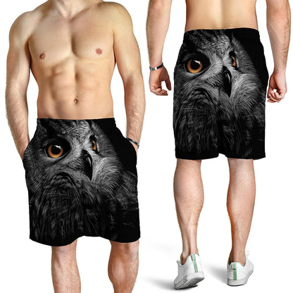 Owl Portrait Print Men's Shorts