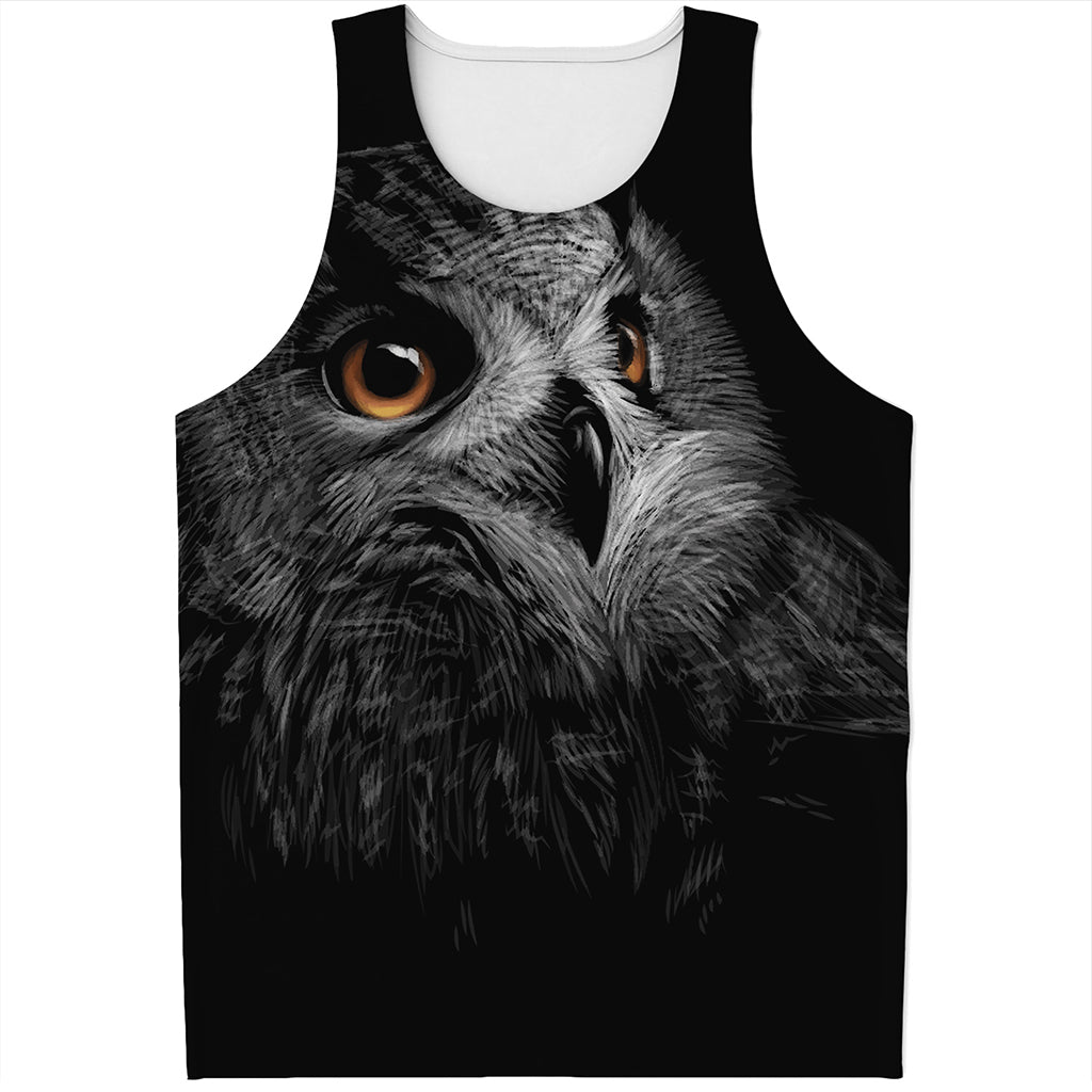 Owl Portrait Print Men's Tank Top