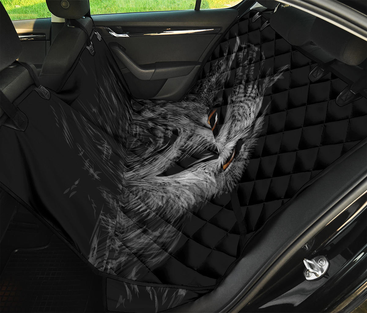 Owl Portrait Print Pet Car Back Seat Cover