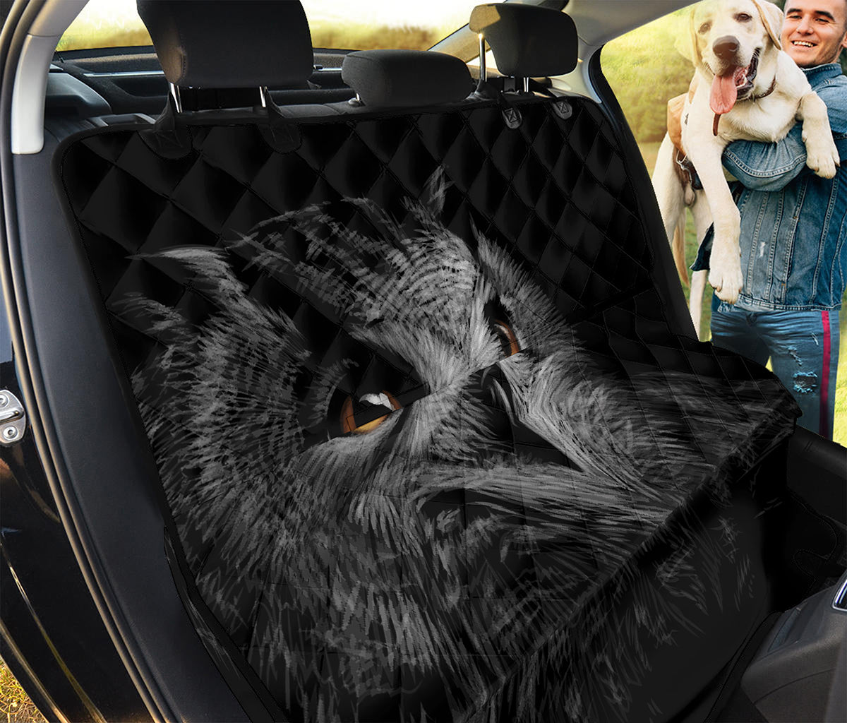Owl Portrait Print Pet Car Back Seat Cover