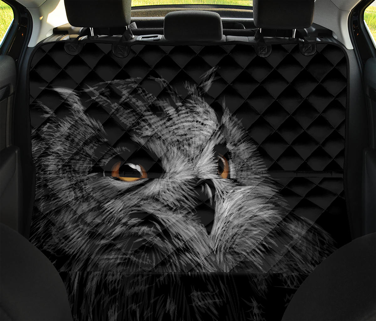 Owl Portrait Print Pet Car Back Seat Cover