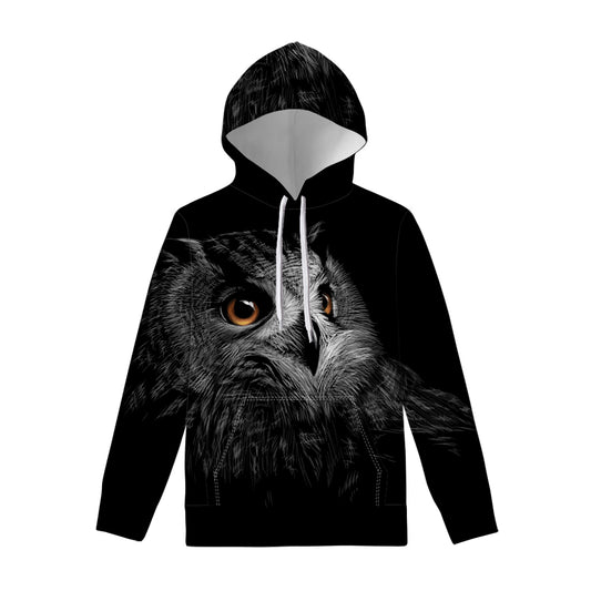 Owl Portrait Print Pullover Hoodie