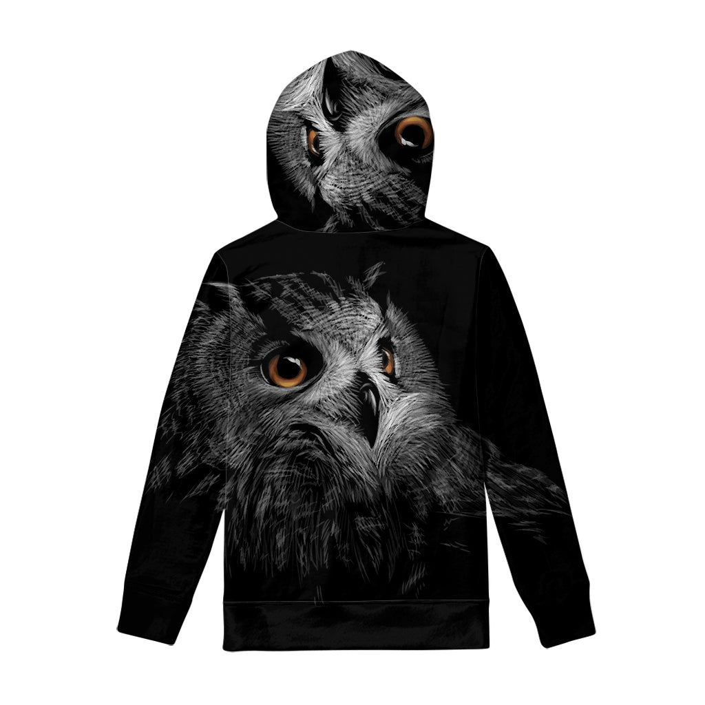 Owl Portrait Print Pullover Hoodie
