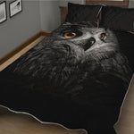 Owl Portrait Print Quilt Bed Set