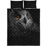 Owl Portrait Print Quilt Bed Set