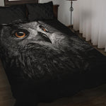 Owl Portrait Print Quilt Bed Set