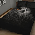 Owl Portrait Print Quilt Bed Set
