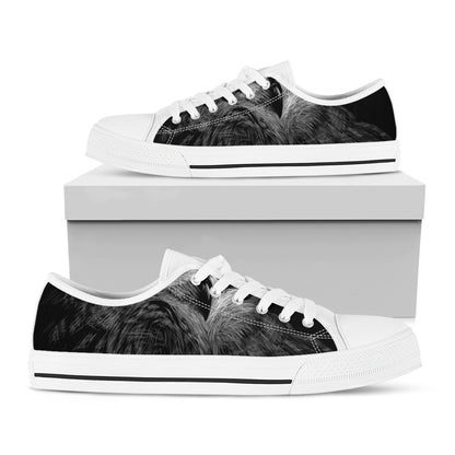 Owl Portrait Print White Low Top Shoes