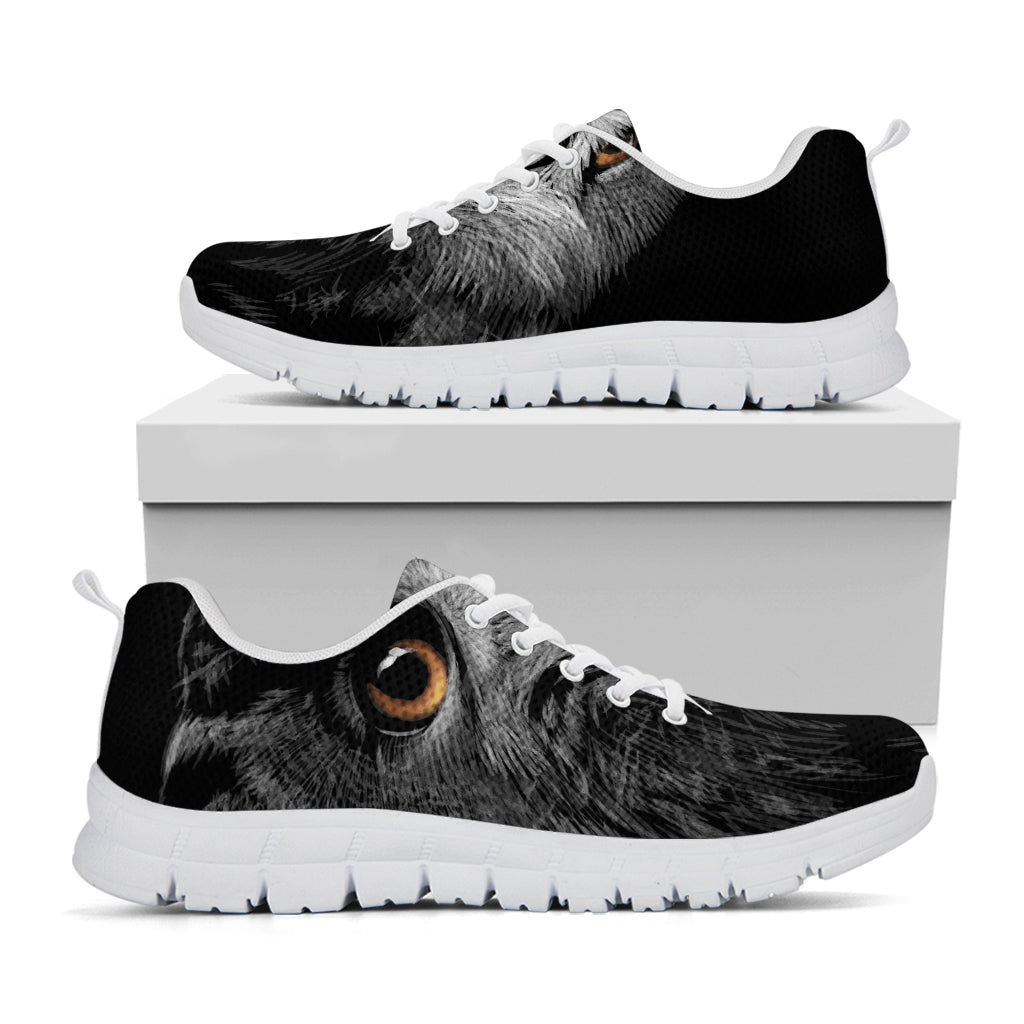 Owl Portrait Print White Sneakers
