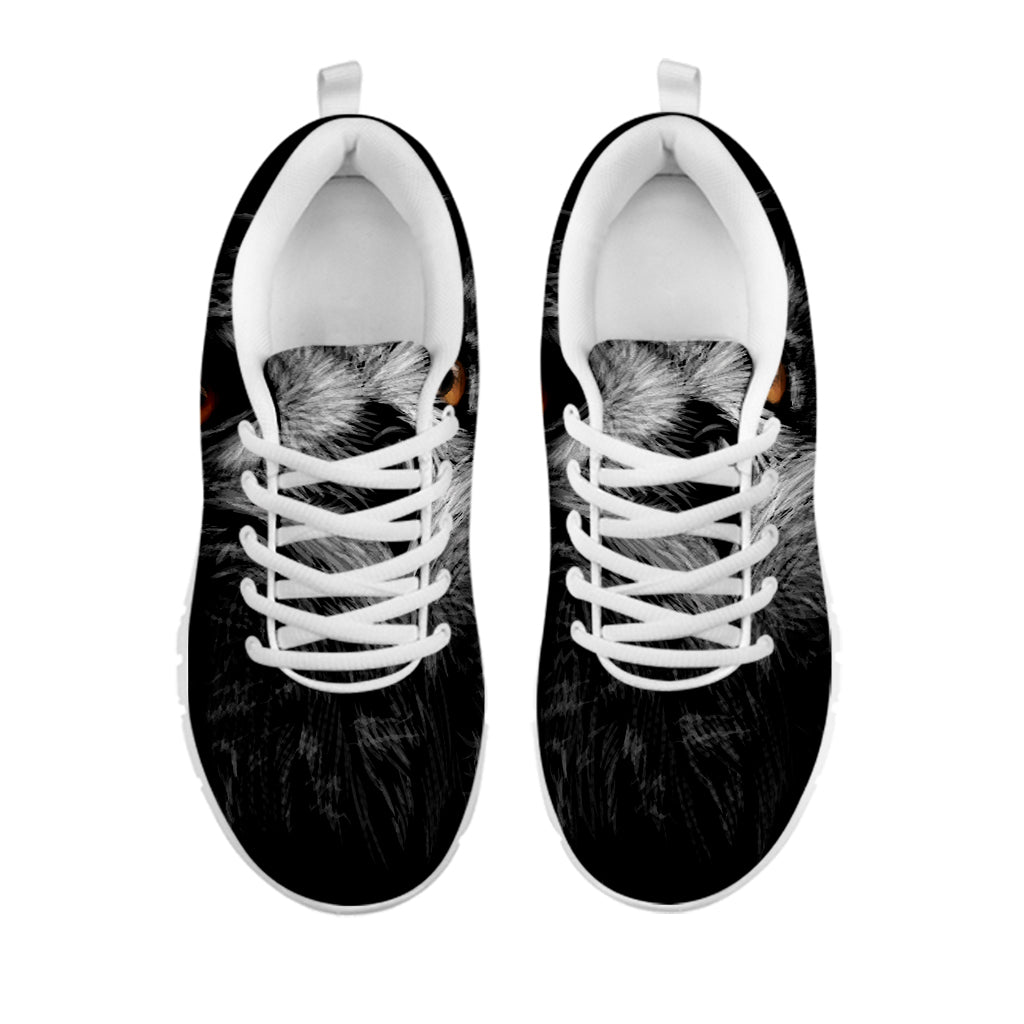 Owl Portrait Print White Sneakers