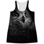 Owl Portrait Print Women's Racerback Tank Top