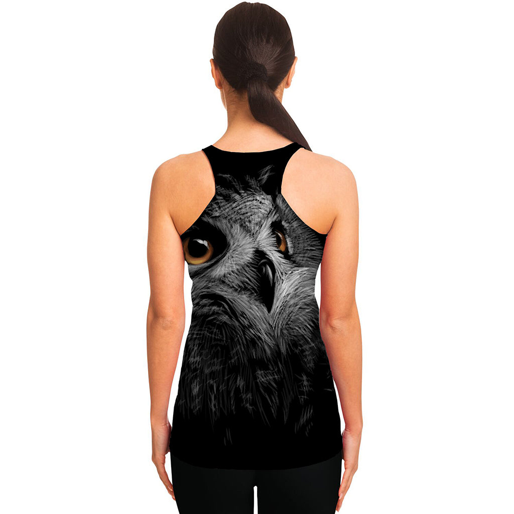 Owl Portrait Print Women's Racerback Tank Top