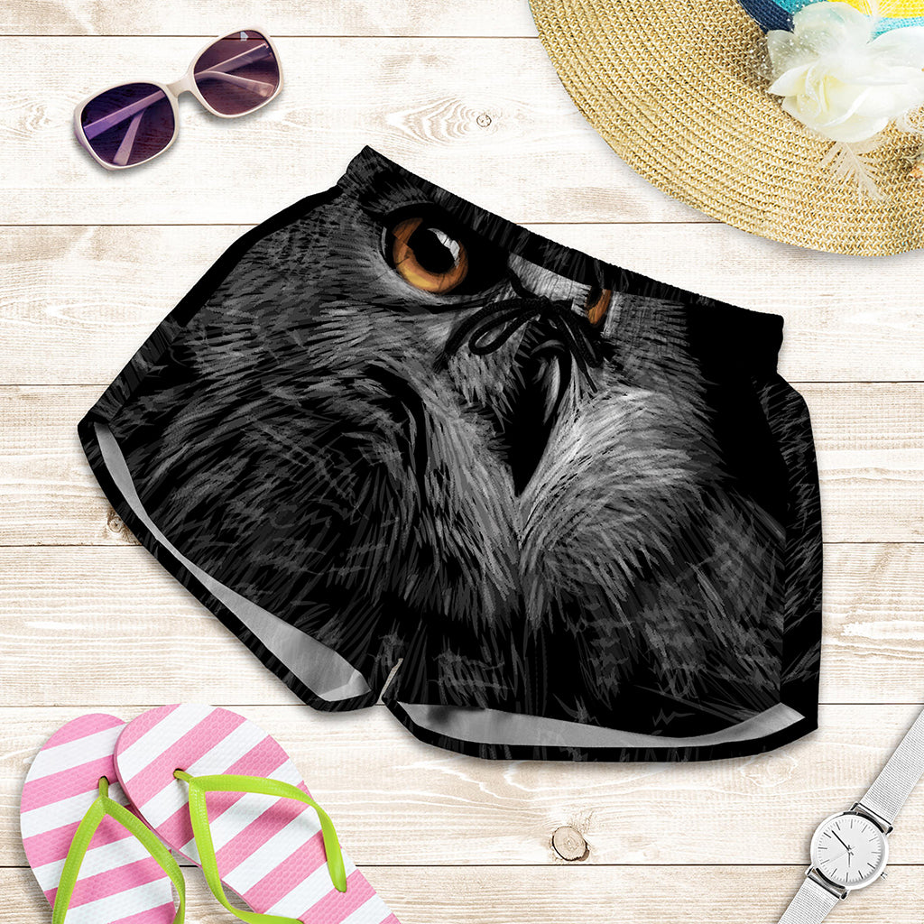 Owl Portrait Print Women's Shorts