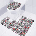 Owl With Glasses Pattern Print 3 Piece Bath Mat Set