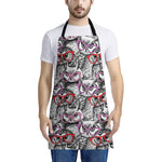 Owl With Glasses Pattern Print Apron