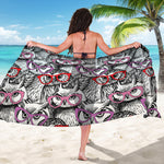 Owl With Glasses Pattern Print Beach Sarong Wrap