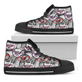 Owl With Glasses Pattern Print Black High Top Sneakers