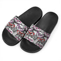 Owl With Glasses Pattern Print Black Slide Sandals