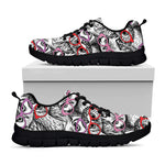 Owl With Glasses Pattern Print Black Sneakers