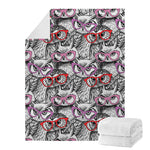 Owl With Glasses Pattern Print Blanket