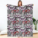 Owl With Glasses Pattern Print Blanket