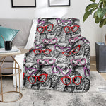 Owl With Glasses Pattern Print Blanket