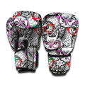Owl With Glasses Pattern Print Boxing Gloves
