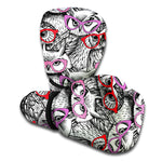 Owl With Glasses Pattern Print Boxing Gloves
