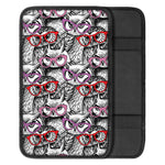 Owl With Glasses Pattern Print Car Center Console Cover