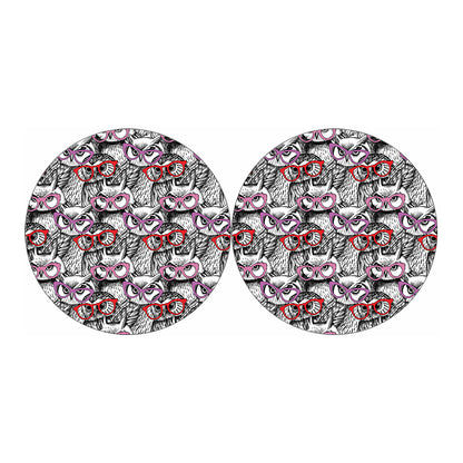 Owl With Glasses Pattern Print Car Coasters