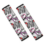 Owl With Glasses Pattern Print Car Seat Belt Covers