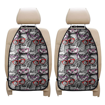 Owl With Glasses Pattern Print Car Seat Organizers