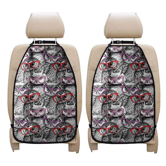 Owl With Glasses Pattern Print Car Seat Organizers