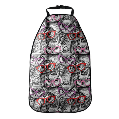 Owl With Glasses Pattern Print Car Seat Organizers