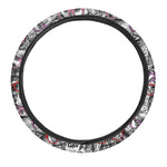 Owl With Glasses Pattern Print Car Steering Wheel Cover