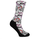 Owl With Glasses Pattern Print Crew Socks