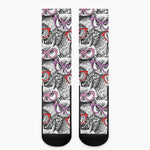 Owl With Glasses Pattern Print Crew Socks