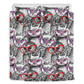Owl With Glasses Pattern Print Duvet Cover Bedding Set