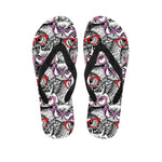 Owl With Glasses Pattern Print Flip Flops