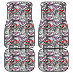 Owl With Glasses Pattern Print Front and Back Car Floor Mats