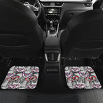Owl With Glasses Pattern Print Front and Back Car Floor Mats
