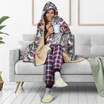 Owl With Glasses Pattern Print Hooded Blanket
