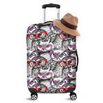 Owl With Glasses Pattern Print Luggage Cover