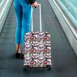 Owl With Glasses Pattern Print Luggage Cover