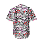 Owl With Glasses Pattern Print Men's Baseball Jersey